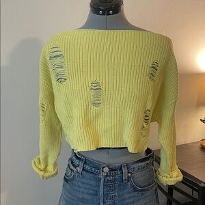 Forever 21 Yellow Off-the-Shoulder Sweater